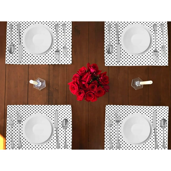 Mini Dots Print Cotton Dinner Table Placemats Holiday Home Decoration 13" x 19" (Pack of 4)