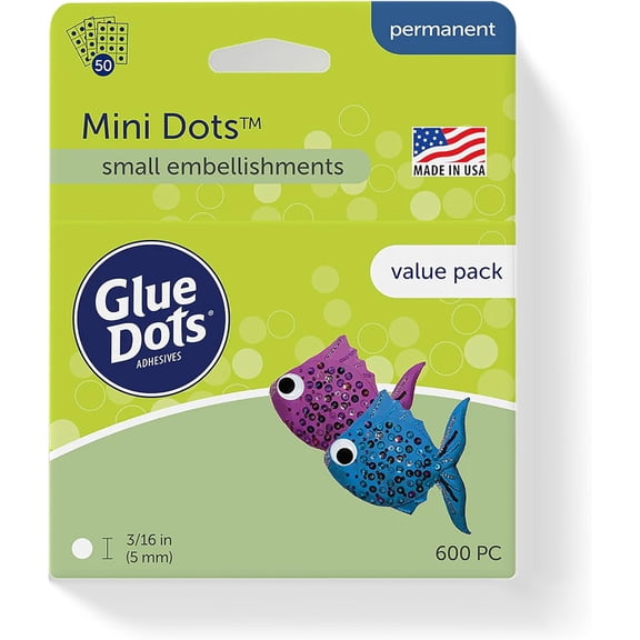 Mini Dots Value Pack, Double-Sided, 3/16", 600 Dots, DIY Craft Glue Tape, Sticky Adhesive Glue Points, Liquid Hot Glue Alternative, Clear