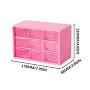 Mini Drawer Organizer Home Storage Drawers Cute Storage Box 9 Mini Table Organizers and Storage Drawers Plastic Storage Box for Office, Cosmetics, Jewelry, Stationery, Room Pink