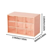 Mini Drawer Organizer Home Storage Drawers Cute Storage Box 9 Mini Table Organizers and Storage Drawers Plastic Storage Box for Office, Cosmetics, Jewelry, Stationery, Room Pink