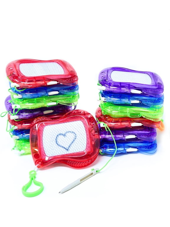 24 Pack Mini Magnetic Drawing Board for Kids - Erasable Doodle Board Keychain Party Favors