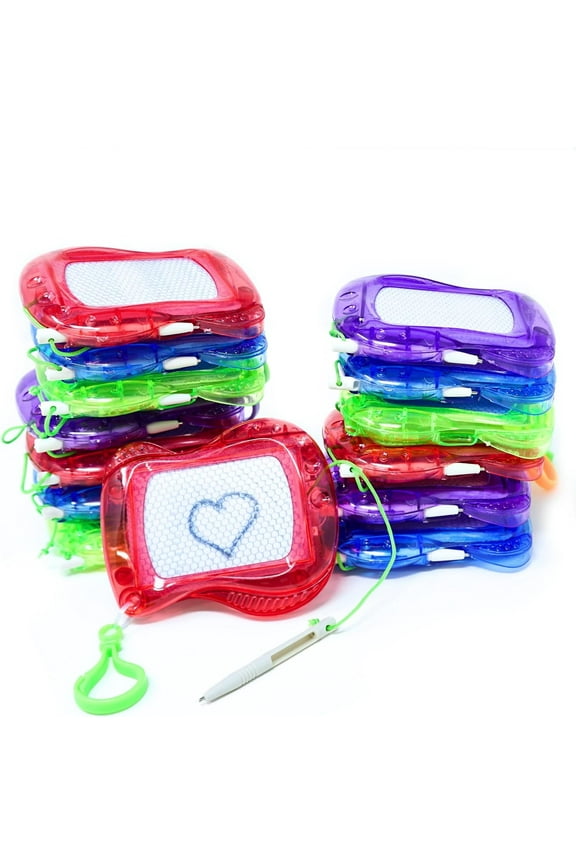 24 Pack Mini Magnetic Drawing Board for Kids - Erasable Doodle Board Keychain Party Favors