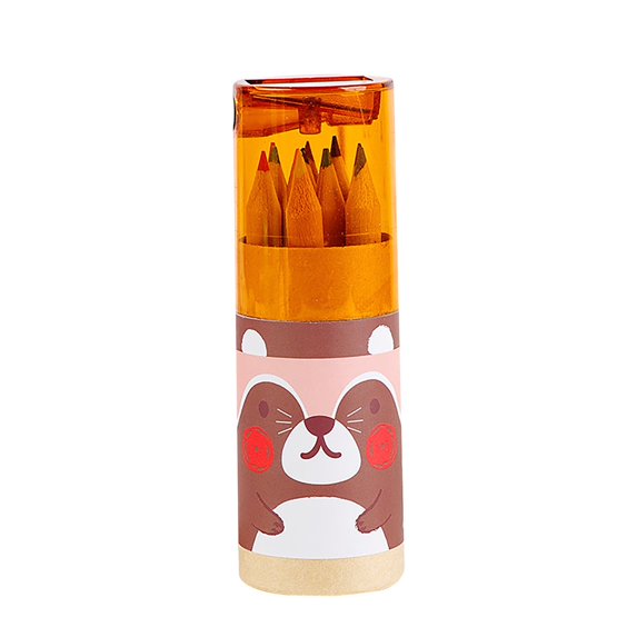 Mini Drawing Colored Pencils with Sharpener Mini Drawing Pencils Set,4inch Short Fat Color Pencils in Tube Coloring Pencil Bulk for Adult Coloring Books, Classroom Drawing(Orange)