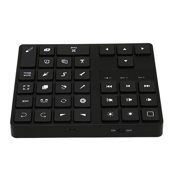 Mini Drawing Keyboard, 35-Key Bluetooth Shortcut Keyboard for Procreate, Drawing, Photo & Video Editing, One-Handed Keypad for iOS and OS X, Type-C Charging