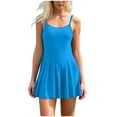 thumbnail image 1 of Mini Dress 2025 for womens One Piece Swimsuits A Line Swim Dress Adjustable Straps Tummy Control Bathing Suits Tennis Athletic Pleated Golf Workout Build in Shorts Casual Romper Short Sundress, 1 of 7