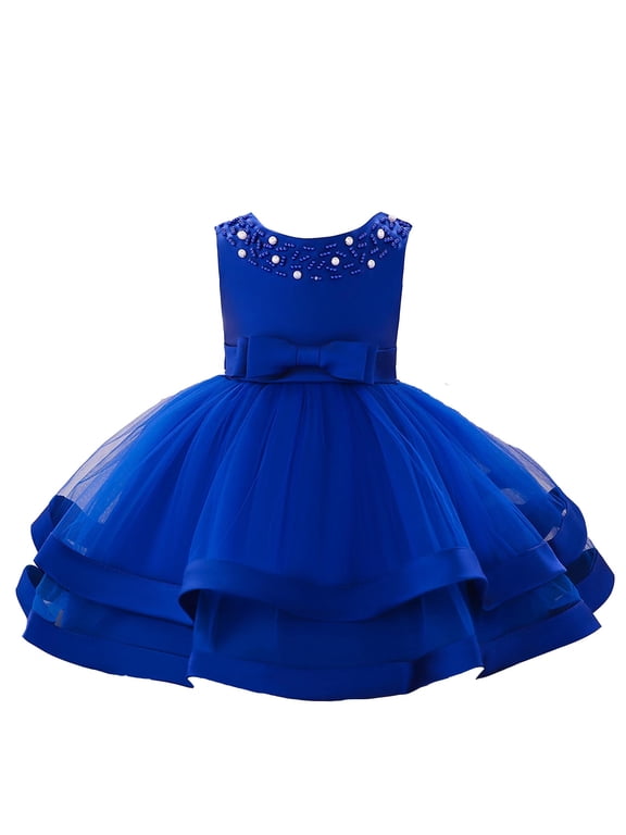 Mini Dress Flower Wedding Party Pageant 3 9 Years Party Dresses for Girl,Blue,70