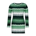 thumbnail image 1 of Mini Dress Sevevn Women's Crochet Colorful Mesh Long Sleeve Cover Ups Casual Striped Knit Mini Dresses, 1 of 4