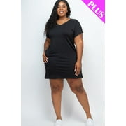 CAPELLA APPAREL Mini Dress with Cap Sleeves and Pockets in Plus Size