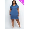 thumbnail image 1 of Mini Dress with Cap Sleeves and Pockets in Plus Size, 1 of 10