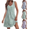 thumbnail image 1 of Mini Dresses for Women 2024 Plus Size Comfort Pocket Printing Sleeveless V-Neck Dress, 1 of 6