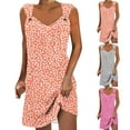 thumbnail image 1 of Mini Dresses for Women 2024 Plus Size Comfort Printed Sleeveless V-Neck Dress, 1 of 6