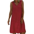 thumbnail image 1 of Mini Dresses for Women 2024 Plus Size Sleeveless V-Neck Pullover Dress, 1 of 6