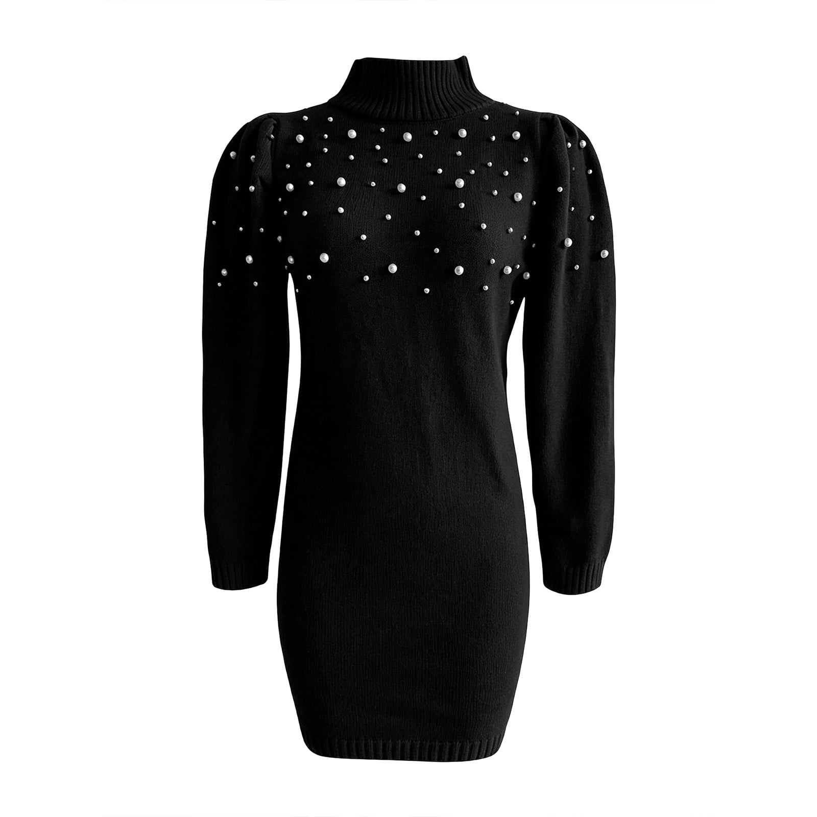 Mini Dresses for Women High Neck Long Sleeve Elegant Short Dress with ...