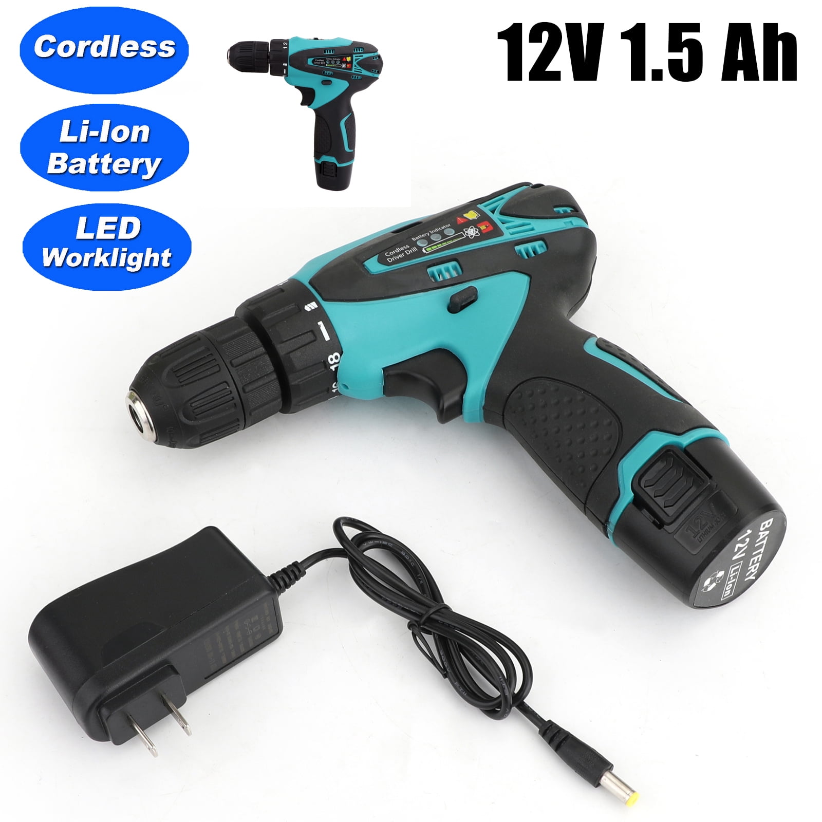 Mini Drill 12V 32N.m 2-Speed Electric Lithium-Ion Battery Cordless Drill