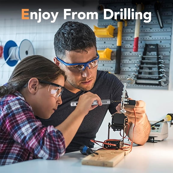 AM  Mini Drill Pen, 5-Speed, LED Lights, OLED Display, Aluminium Box, Resin Drill Set With 10 Small Bits, 3/32-Inch Shank, For Jewelry Making, Wood, Plastic,(SDS)