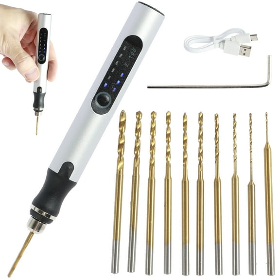 Mini Drill Pen Cordless Electric Grinding Pen with 10 Drill Bits Rechargeable Carving Tool 3 Speed Electric Engraving Tool for Jewelry Wood Ceramics Shells Plastic Leather Stone