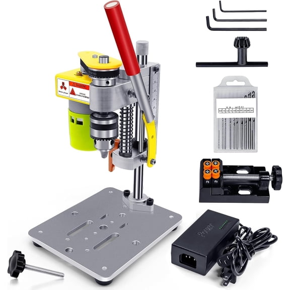 Mini Drill Press, Benchtop Drill Press, Portable Electric Drilling Machine, CNC 795 , B10 Chuck, Drill Bit and Clamp for Metal Wooden DIY and Crafts Projects