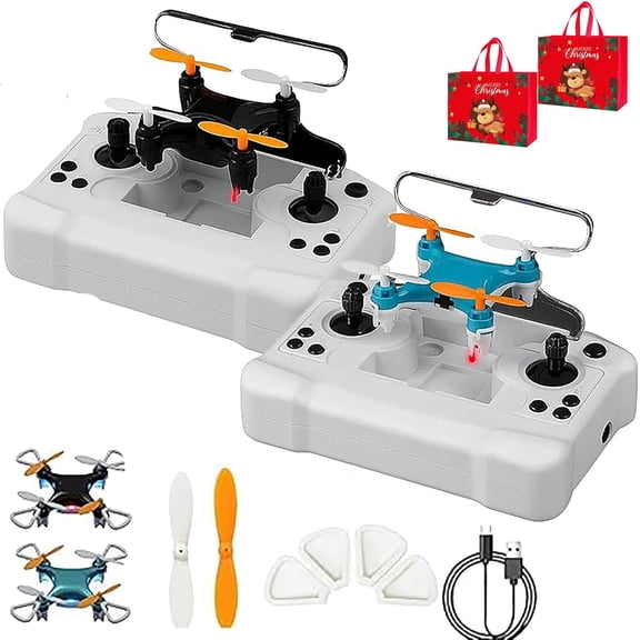 Mini Drone Beginner-Friendly Stunt Flyer, All-Ages Mini Drone with Easy Stunt Flights & 360° Tricks, Remote Control Ornithopter with LED Light & Propeller Protection & Altitude Hold (2PCS-Mix)