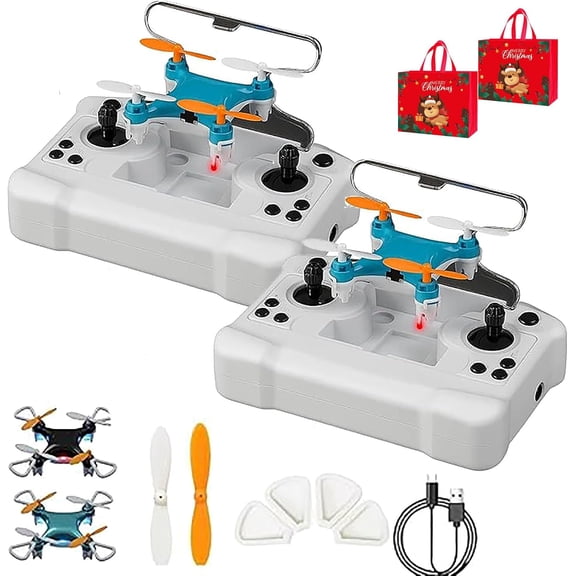 Mini Drone Beginner-Friendly Stunt Flyer, All-Ages Mini Drone with Easy Stunt Flights & 360° Tricks, Remote Control Ornithopter with LED Light & Propeller Protection & Altitude Hold (2PCS-Blue)