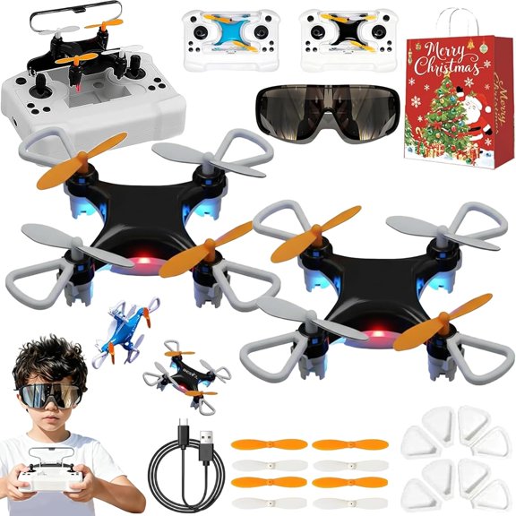 Mini Drone Beginner-Friendly Stunt Flyer, All-Ages Mini Drone with Easy Stunt Flights & 360° Tricks, Remote Little Aerobatic 4-Axis Drone with LED Light & Propeller Protection & Altitude Hold (2)