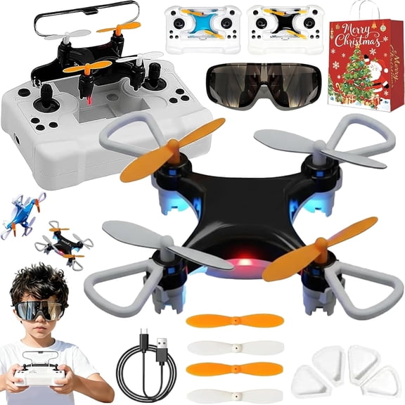 Mini Drone Beginner-Friendly Stunt Flyer, All-Ages Mini Drone with Easy Stunt Flights & 360° Tricks, Remote Little Aerobatic 4-Axis Drone with LED Light & Propeller Protection & Altitude Hold (Black)
