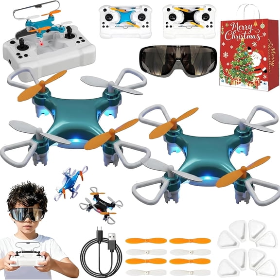 Mini Drone Beginner-Friendly Stunt Flyer, All-Ages Mini Drone with Easy Stunt Flights & 360° Tricks, Remote Little Aerobatic 4-Axis Drone with LED Light & Propeller Protection & Altitude Hold (2)