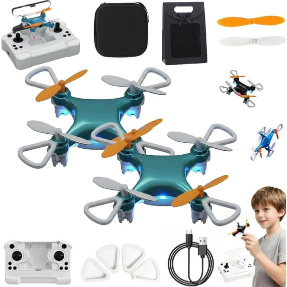 Mini Drone Beginner-Friendly Stunt Flyer, Beginner Friendly Stunt Flyer, 2025 Mini Unmanned Small Four-Axis Remote Control Aircraft, 360° Rotating with LED& Altitude Hold, for All-Ages (Blue*2)