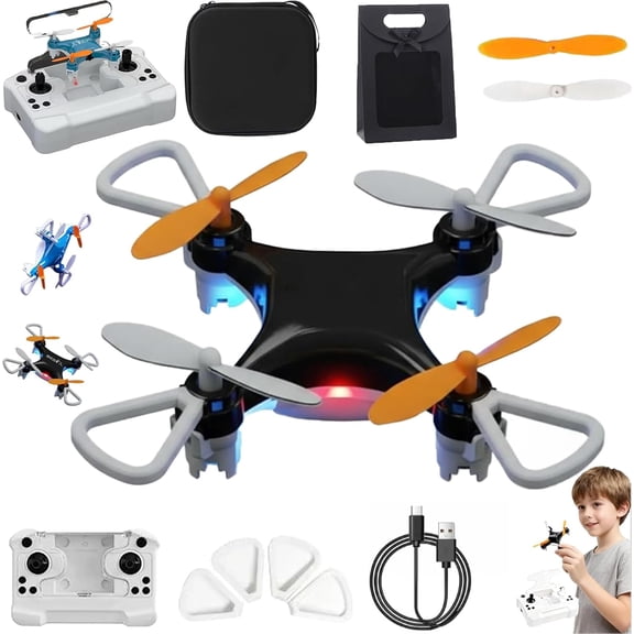 Mini Drone Beginner-Friendly Stunt Flyer, Beginner Friendly Stunt Flyer, 2025 Mini Unmanned Small Four-Axis Remote Control Aircraft, 360° Rotating with LED& Altitude Hold, for All-Ages (Black)