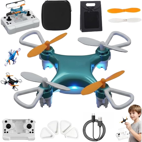 Mini Drone Beginner-Friendly Stunt Flyer, Beginner Friendly Stunt Flyer, 2025 Mini Unmanned Small Four-Axis Remote Control Aircraft, 360° Rotating with LED& Altitude Hold, for All-Ages (Blue)