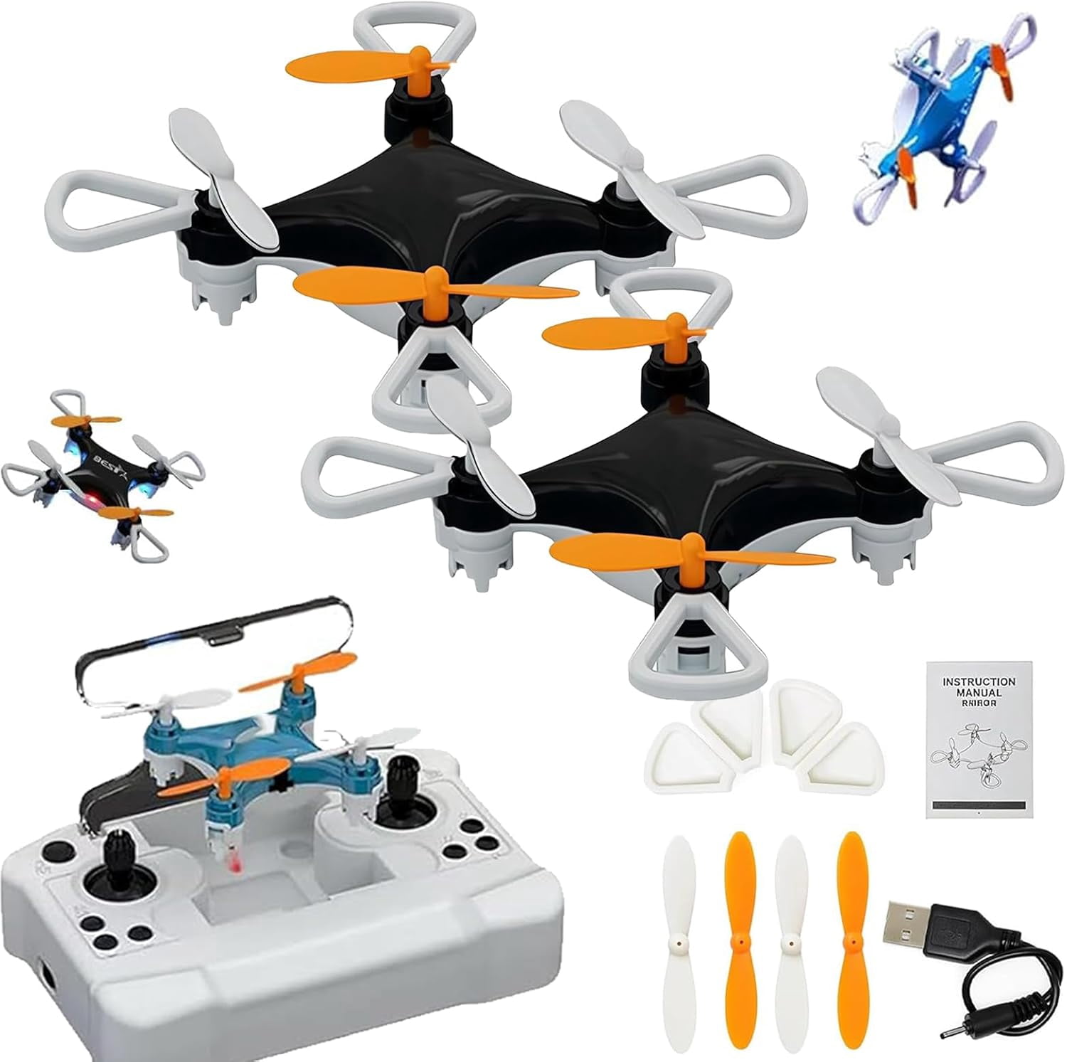 Mini Drone Télécommandé Avec Flip 360°, Maintien D’altitude, Protection Hélices – Idéal Débutant – 2 Batteries – 8 Min De Vol – 80 M