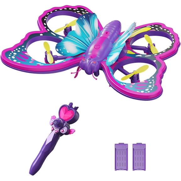Mini Drone for Beginners, 2.4GHz RC Butterfly Drone, RC Quadcopter with 3D Flip, Gravity Sensing, Headless Mode, Altitude Hold, LED Light, 2 Batteries, Ideal Gift for Boys and Girls