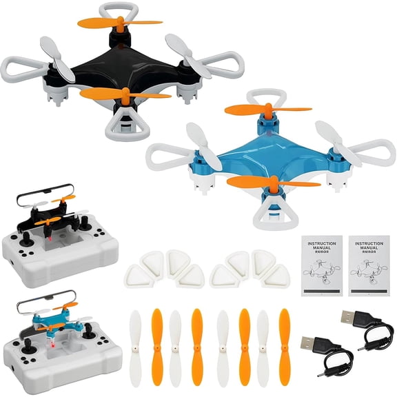 Mini Drone with Easy Stunt Flights & 360° Tricks for All-Ages - Perfect Beginner-Friendly Flyer, Mini Drone with LED & Altitude Hold & Propeller Protection, 360°flips, For Indoor Outdoor (Blue+Black)