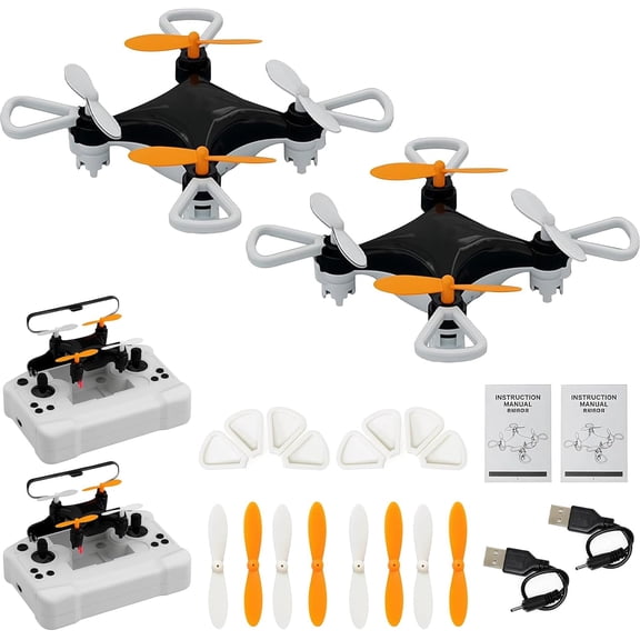 Mini Drone with Easy Stunt Flights & 360° Tricks - Perfect Beginner-Friendly Flyer, Mini Drone with LED & Altitude Hold & Propeller Protection, 360°flips, For Indoor Outdoor,2PCS Black