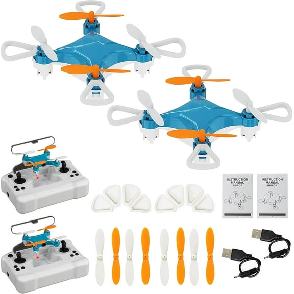 Mini Drone with Easy Stunt Flights & 360° Tricks - Perfect Beginner-Friendly Flyer, Mini Drone with LED & Altitude Hold & Propeller Protection, 360°flips, For Indoor Outdoor,2PCS Blue