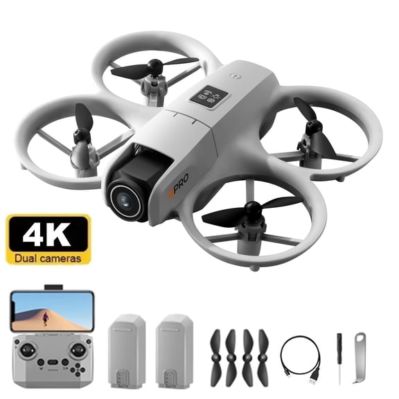 Mini Drone with HD Camera, RC Quadcopter with 360 Flip, Obstacle Avoidance, 180 Adjustable Camera, One Key Take Off/Land, Optical Flow Position, 2 Batteries