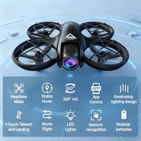 Mini Drone with Dual HD Camera for Adults & Beginners, WiFi FPV Quadcopter with Optical Flow Positioning, 360° Propeller Protection, 2 Batteries.