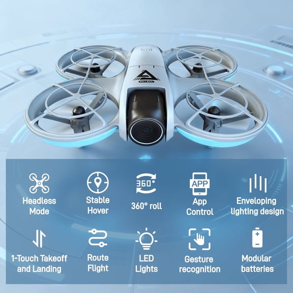 Mini Drone with Dual HD Camera for Adults & Beginners, WiFi FPV Quadcopter with Optical Flow Positioning, 360° Propeller Protection, 2 Batteries.