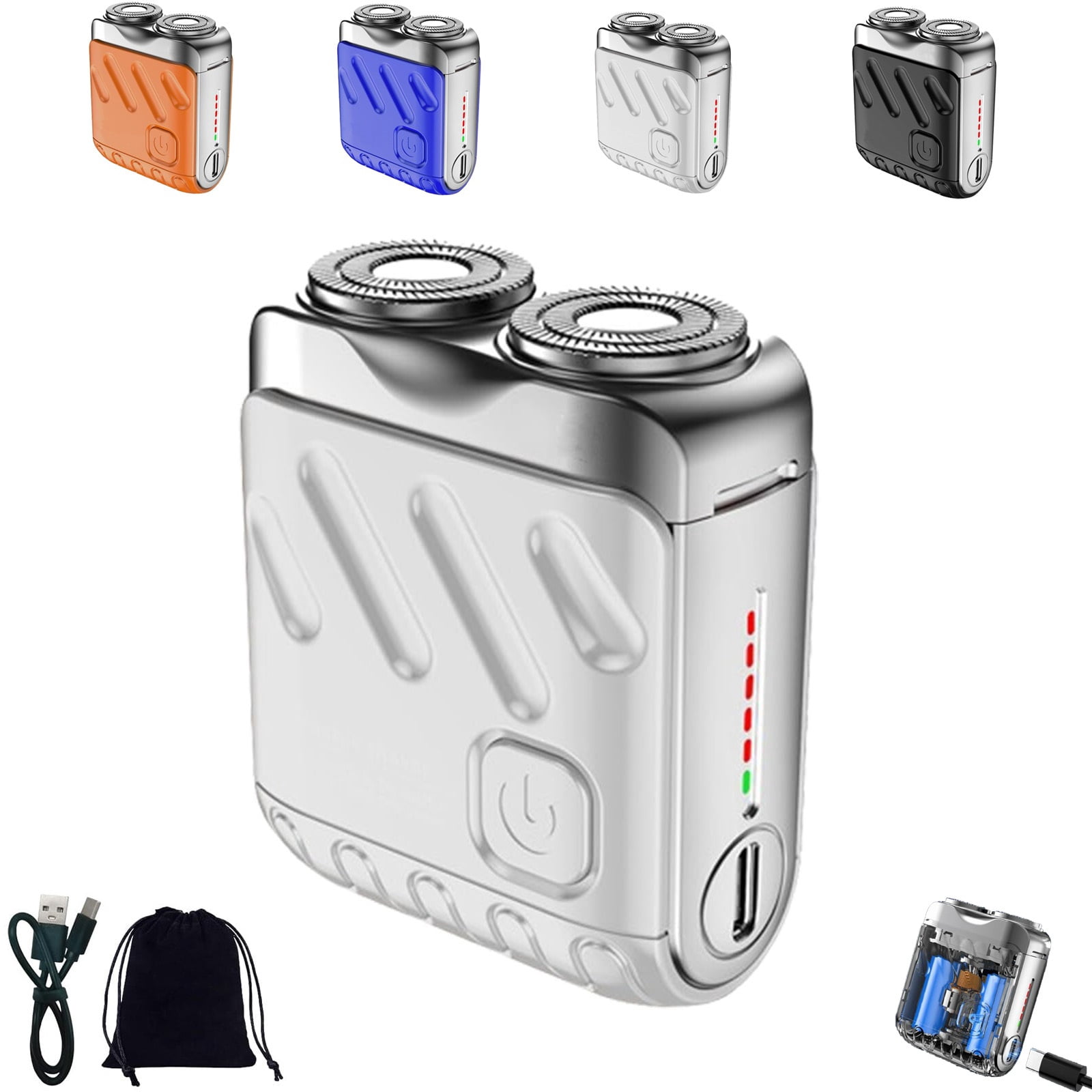 Ring Head Razor Mini Dual-Head Electric Shaver USB Rechargeable Waterproof Rotary Razor ...