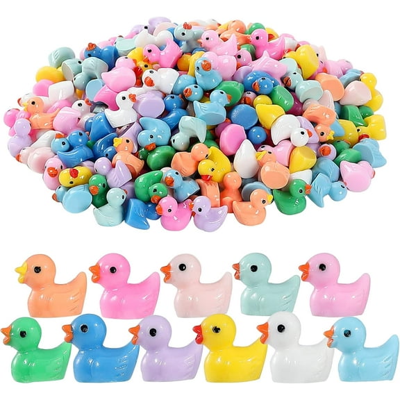Mini Ducks 220 Pack Tiny Duck Figurines Bulk for Miniature Dollhouse Decor Accessories Garden Aquarium Potted Ornament Party Toys DIY Charms Office Classroom Activity to Hide