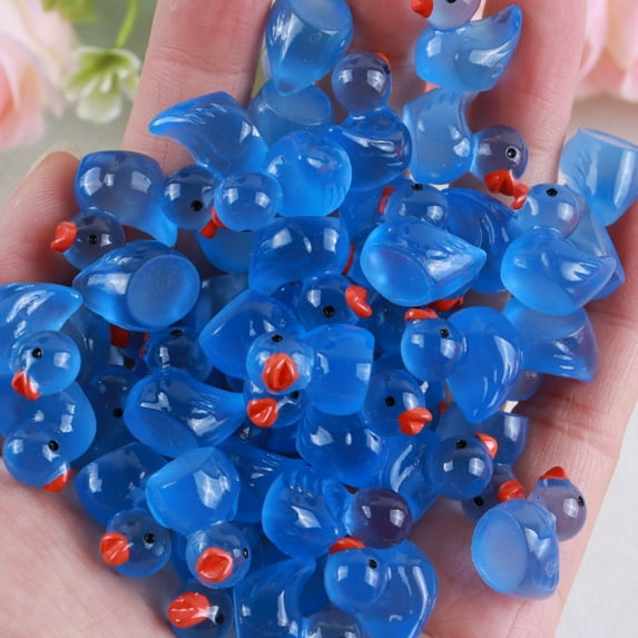 Mini Ducks 300 Pack Tiny Glow in the Dark Duck Figurines Bulk for Miniature Dollhouse Decor Accessories Garden Aquarium Potted Ornament Party Toys DIY Charms Office Classroom Activity