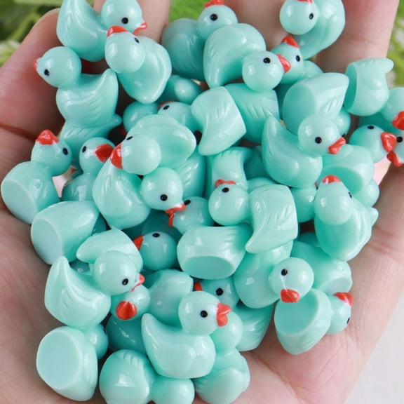 Mini Ducks 300 Pack Tiny Glow in the Dark Duck Figurines Bulk for Miniature Dollhouse Decor Accessories Garden Aquarium Potted Ornament Party Toys DIY Charms Office Classroom Activity