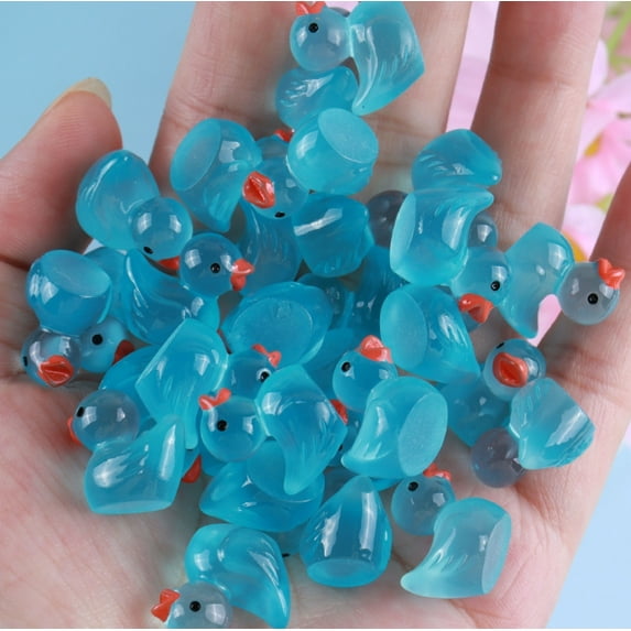 Mini Ducks 300 Pack Tiny Glow in the Dark Duck Figurines Bulk for Miniature Dollhouse Decor Accessories Garden Aquarium Potted Ornament Party Toys DIY Charms Office Classroom Activity