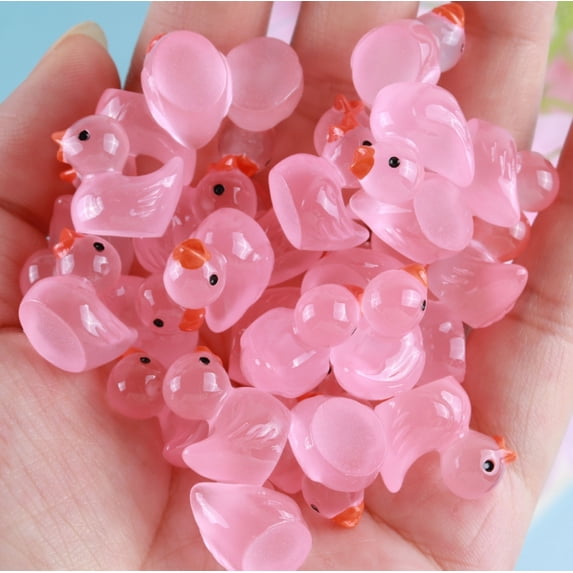 Mini Ducks 300 Pack Tiny Glow in the Dark Duck Figurines Bulk for Miniature Dollhouse Decor Accessories Garden Aquarium Potted Ornament Party Toys DIY Charms Office Classroom Activity