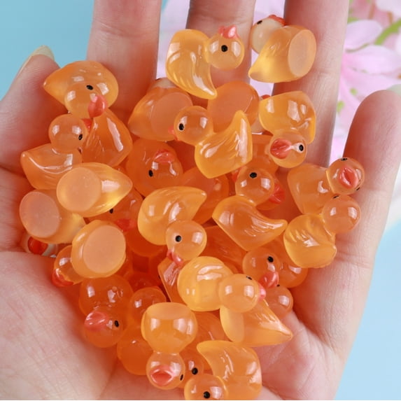 Mini Ducks 300 Pack Tiny Glow in the Dark Duck Figurines Bulk for Miniature Dollhouse Decor Accessories Garden Aquarium Potted Ornament Party Toys DIY Charms Office Classroom Activity