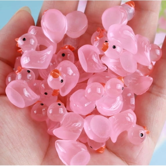 Mini Ducks 300 Pack Tiny Glow in the Dark Duck Figurines Bulk for Miniature Dollhouse Decor Accessories Garden Aquarium Potted Ornament Party Toys DIY Charms Office Classroom Activity