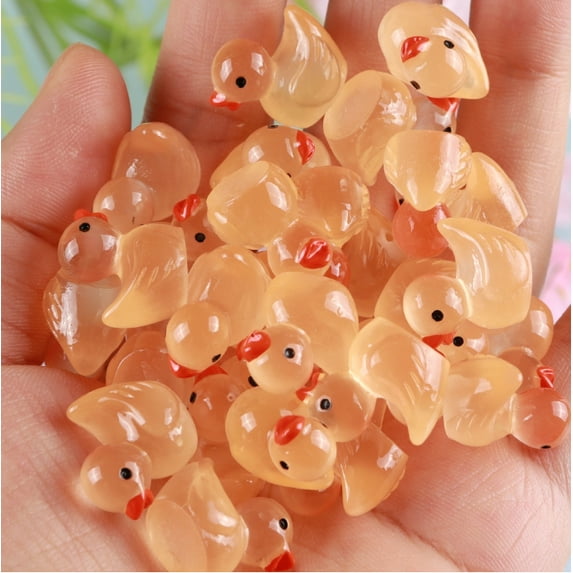 Mini Ducks 300 Pack Tiny Glow in the Dark Duck Figurines Bulk for Miniature Dollhouse Decor Accessories Garden Aquarium Potted Ornament Party Toys DIY Charms Office Classroom Activity