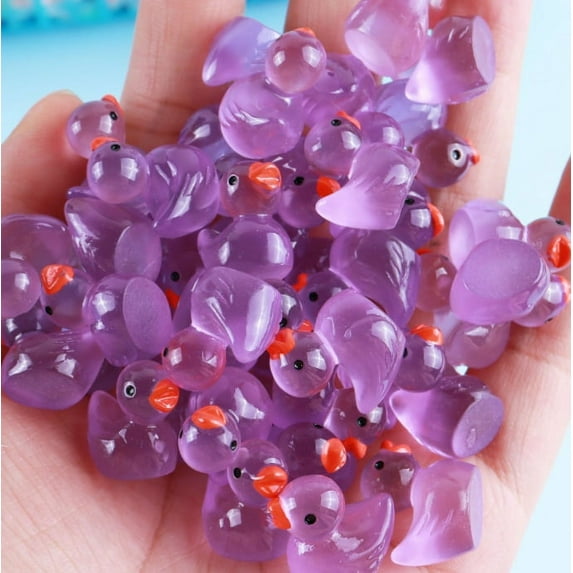 Mini Ducks 300 Pack Tiny Glow in the Dark Duck Figurines Bulk for Miniature Dollhouse Decor Accessories Garden Aquarium Potted Ornament Party Toys DIY Charms Office Classroom Activity