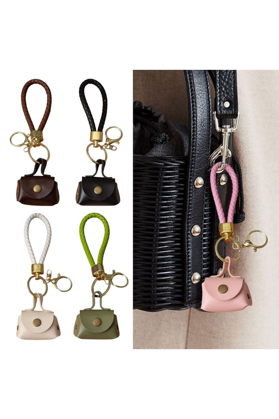 Mini Dumpling Coin Purse Keychain with Security Snap Detachable Wrist Strap Faux Leather Waterproof Compact Bag Key Holder
