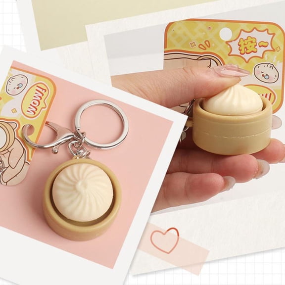 Mini Dumpling Fidget Toy, Crisp Click Sound Stress Relief Fidget Clicker Keychain, Dumpling Shape Keychain, Button Finger Stress Relief for Adults