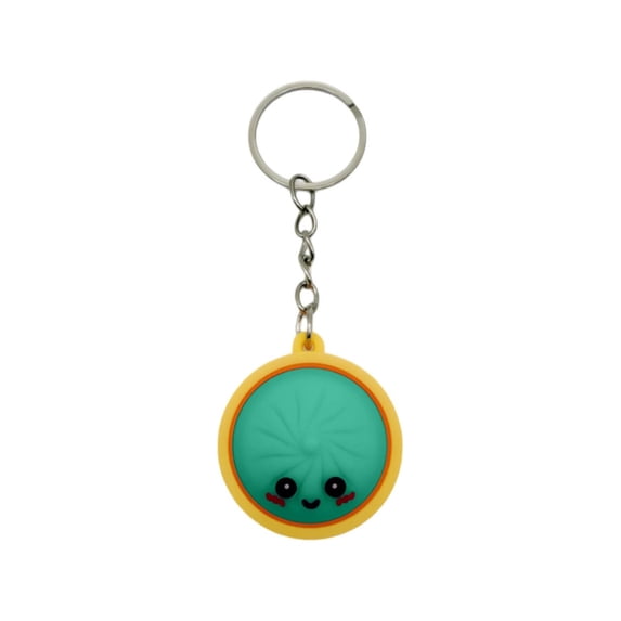 Mini Dumpling Keychain, Cute Cartoon Fidget Squeeze Toy for Backpacks Bags, Soft Rubber Xiao Long Bao Stress Relief Charm Set for Adults